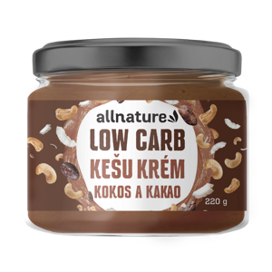 Allnature Kešu krém LOW carb -  kokos a kakao (220 g) - bohatý na vitamíny a zdravé tuky